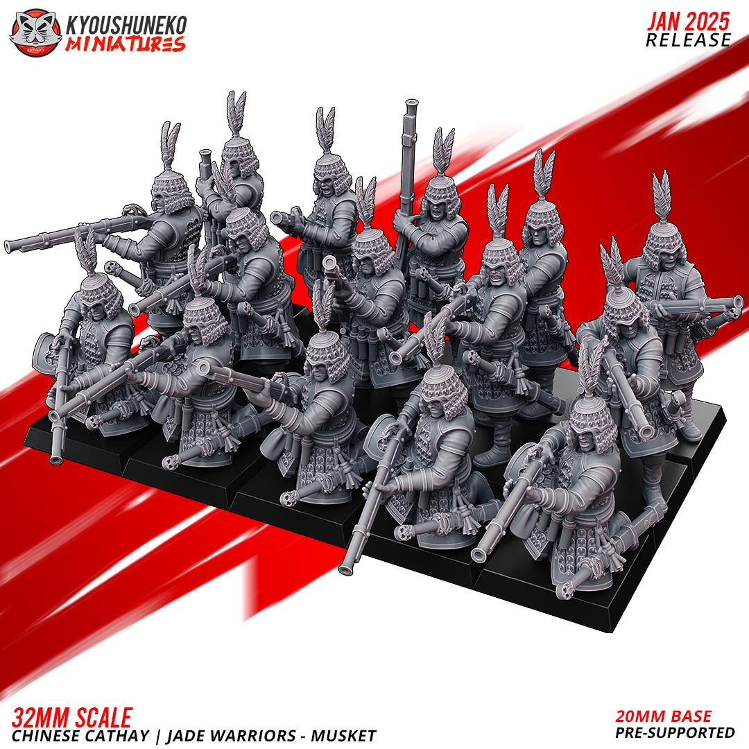 Ancient Chinese Cathay Jade Warriors Musket Unit (10 models) Various Scales Historical Wargaming
