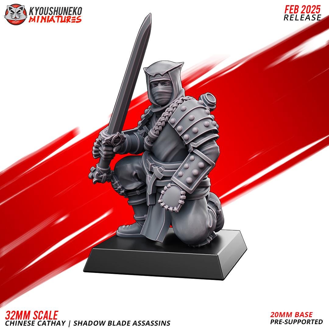 Ancient Chinese Cathay Shadow Blade Assassins Unit (10 models) Various Scales Historical Wargaming