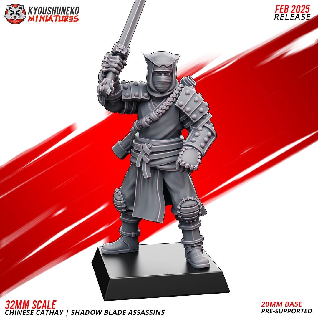 Ancient Chinese Cathay Shadow Blade Assassins Unit (10 models) Various Scales Historical Wargaming