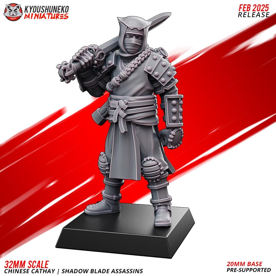 Ancient Chinese Cathay Shadow Blade Assassins Unit (10 models) Various Scales Historical Wargaming