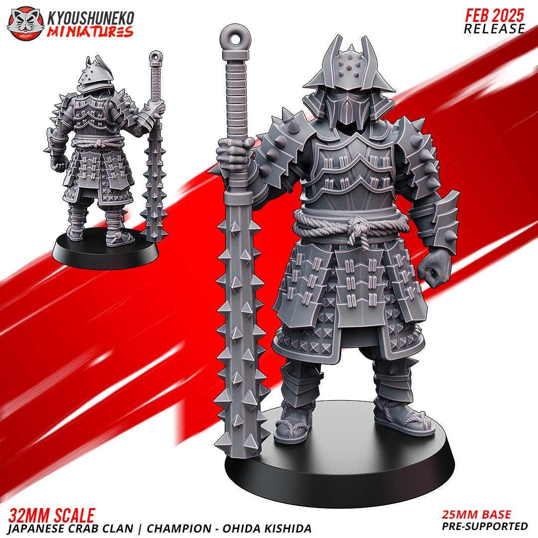 Ancient Japanese Crab Clan Champion Ohida Kishida Various Scales Historical Wargaming (US tariffs are pre-paid by us)