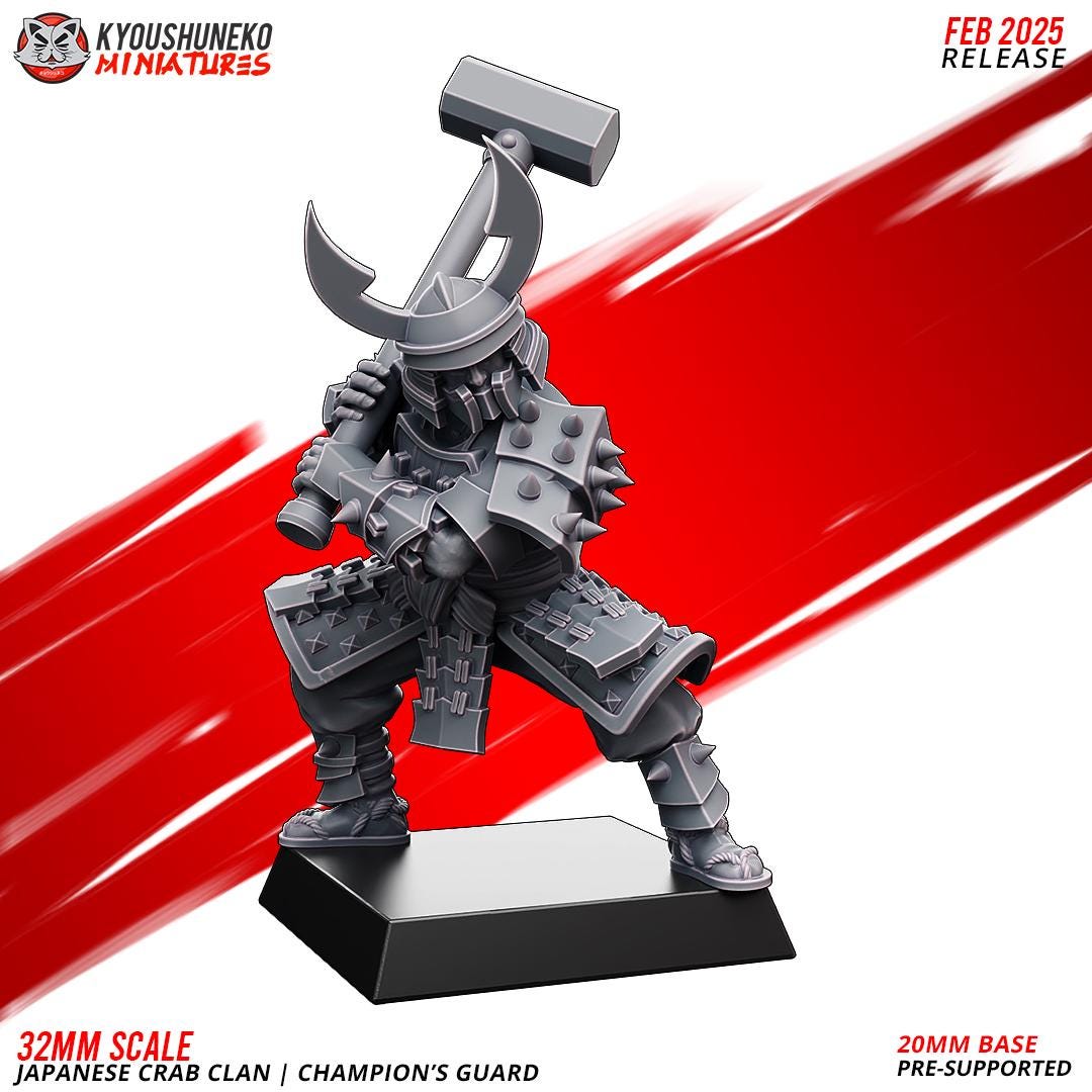 Medieval Japanese Crab Clan Champions Guard Unit (10 models) Various Scales Historical Wargaming