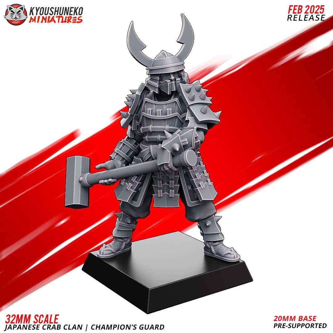 Medieval Japanese Crab Clan Champions Guard Unit (10 models) Various Scales Historical Wargaming