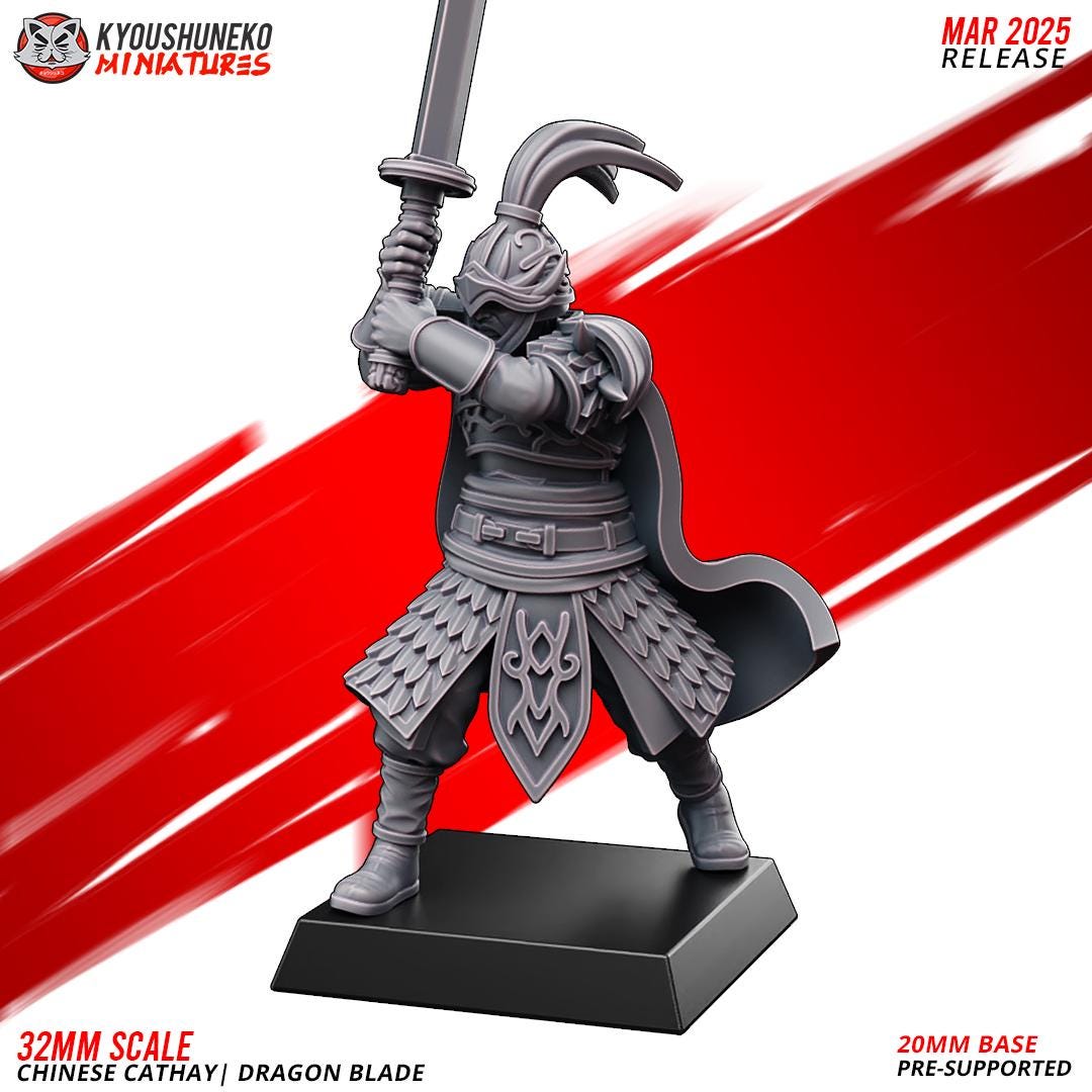 Ancient Chinese Cathay Dragon Blades Unit (10 models) Various Scales Historical Wargaming