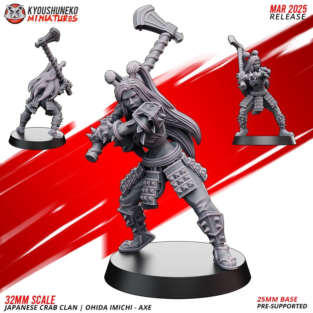 Ancient Japanese Crab Clan Ohida Imichi Female Warriors (3 models) Various Scales Historical Wargaming
