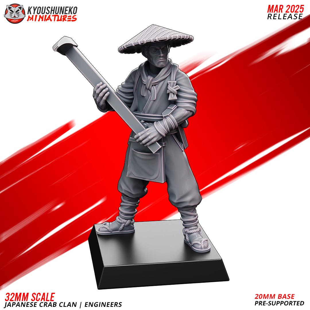 Ancient Japanese Crab Clan Engineers Unit (10 models) Various Scales Historical Wargaming