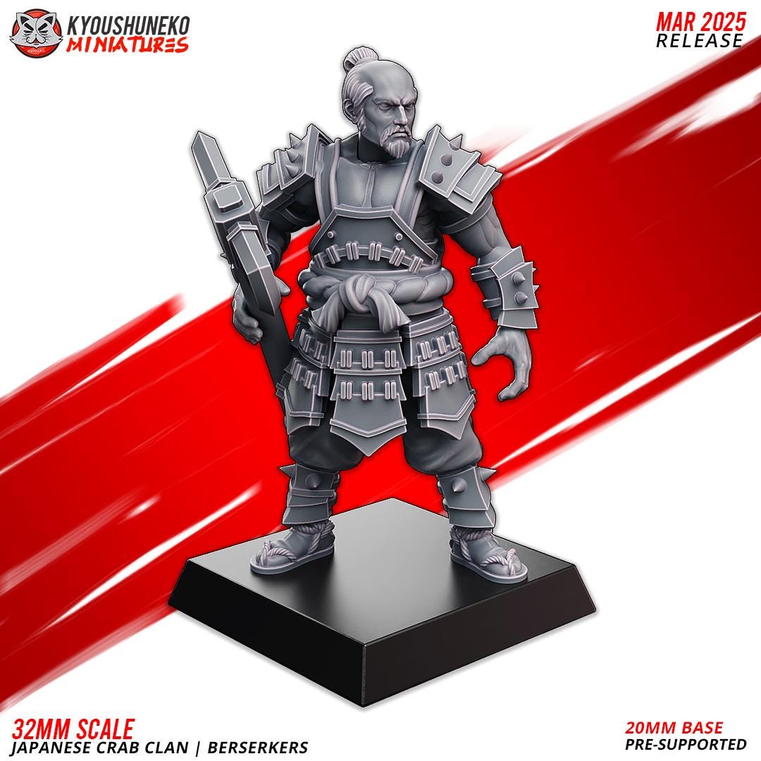 Ancient Japanese Crab Clan Berserkers Unit (10 models) Various Scales Historical Wargaming