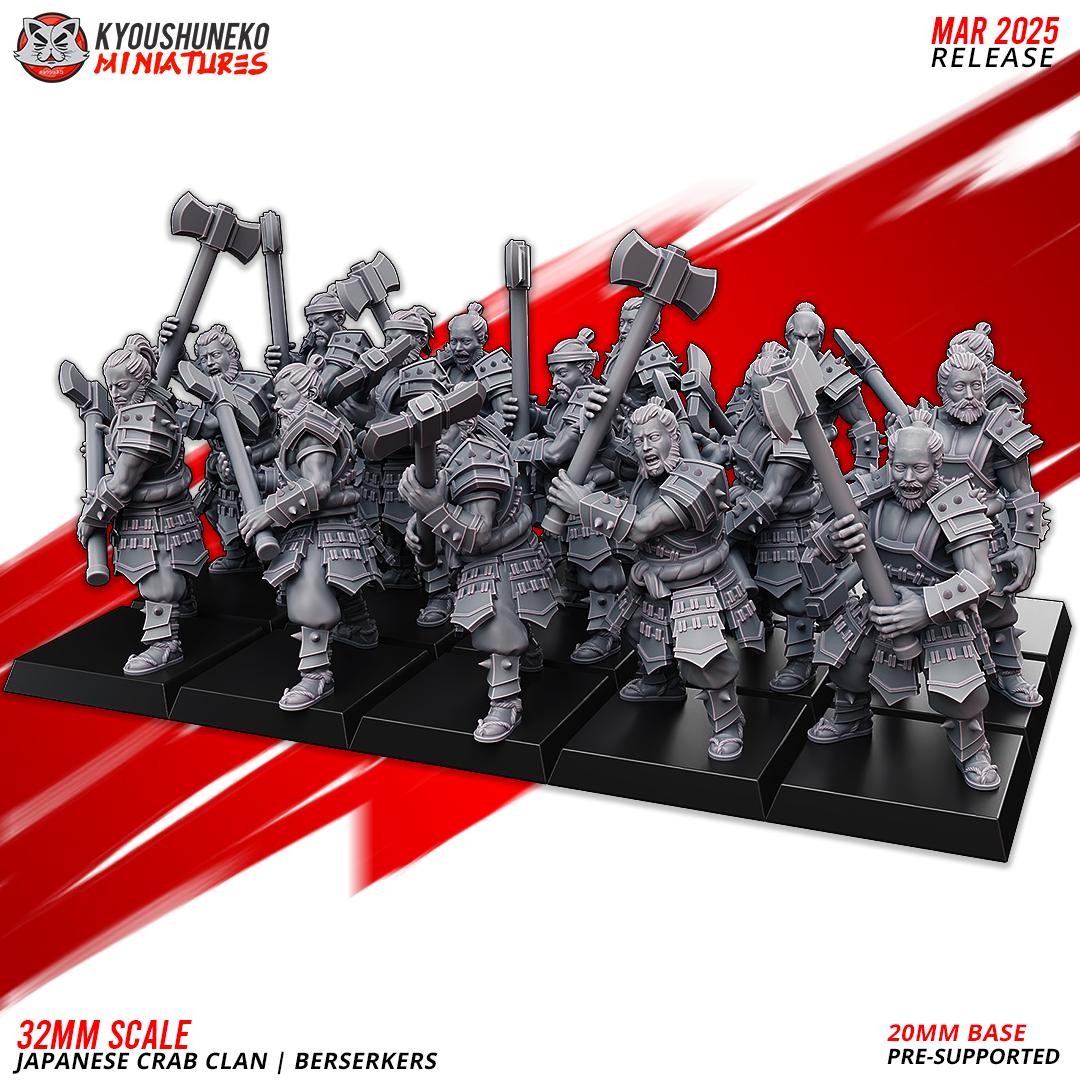 Ancient Japanese Crab Clan Berserkers Unit (10 models) Various Scales Historical Wargaming