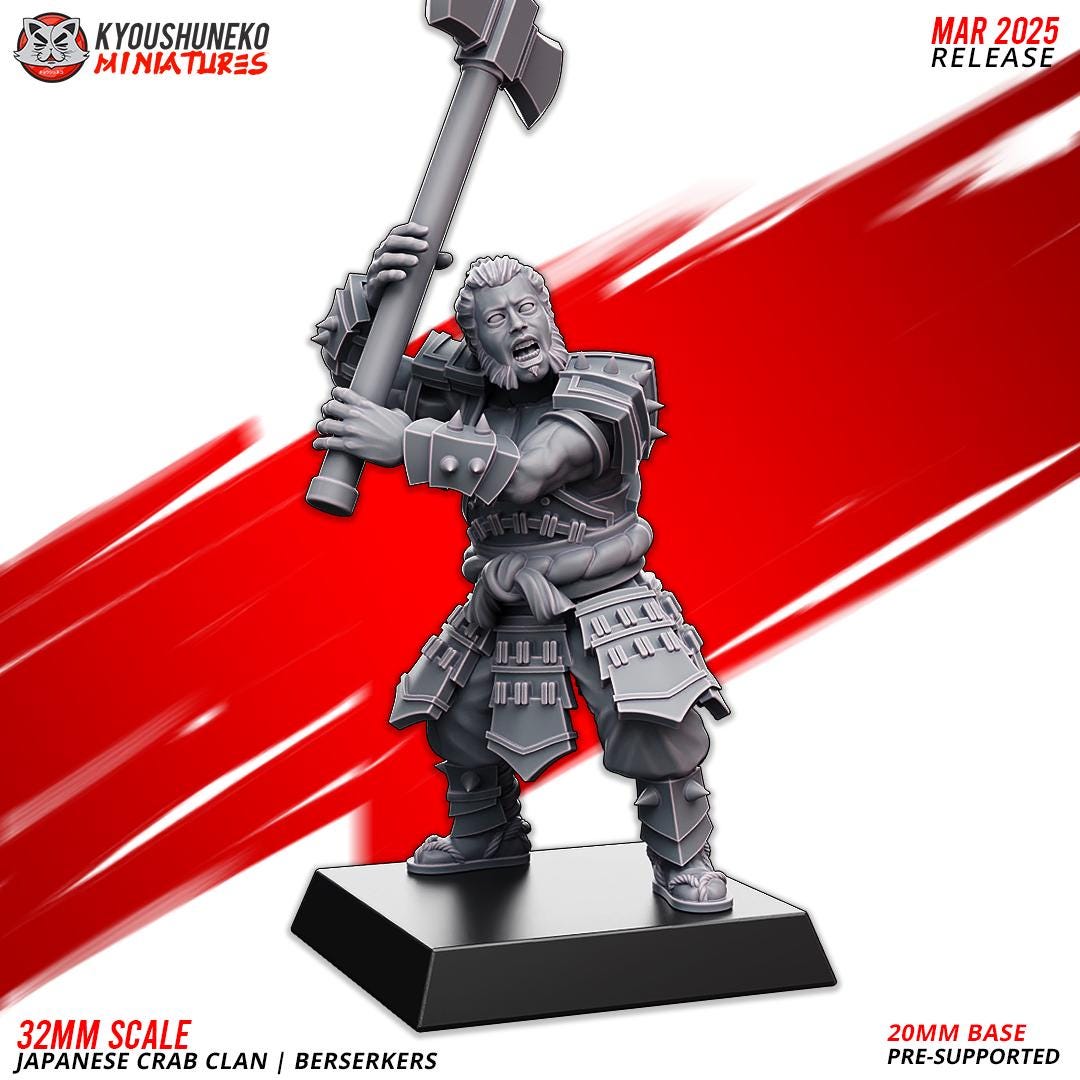 Ancient Japanese Crab Clan Berserkers Unit (10 models) Various Scales Historical Wargaming
