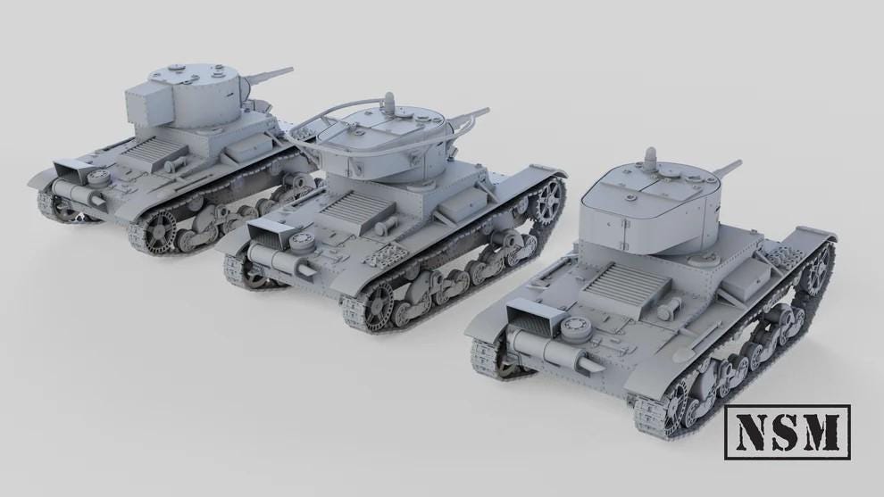 WWII Soviet T26 Model 1933 (3 Variants) Various Scales Historical Wargaming