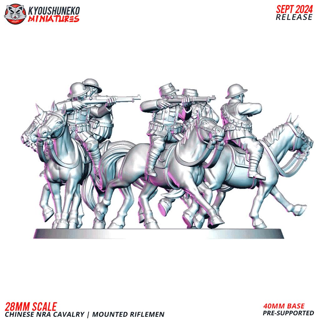 WWII Chinese NRA Cavalry with Rifles (5 models) Various Scales Historical Wargaming
