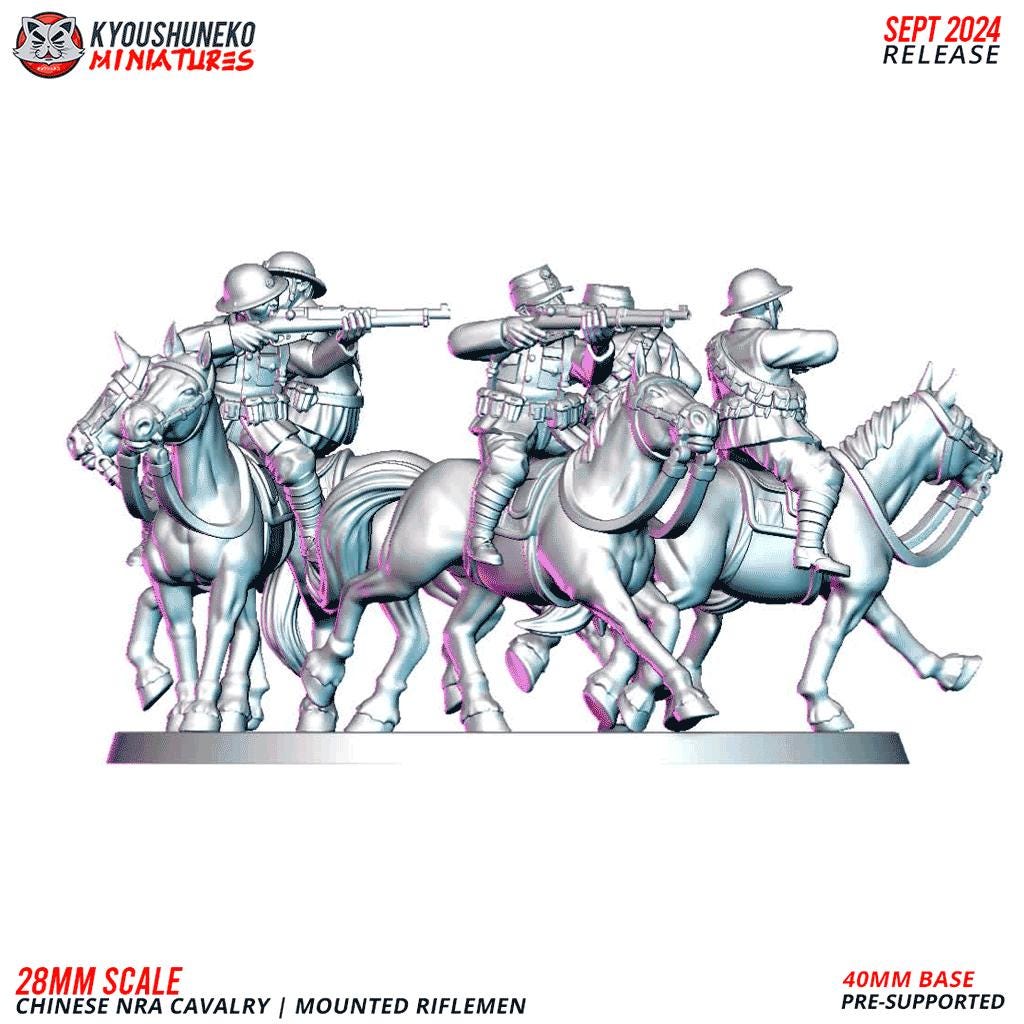 WWII Chinese NRA Cavalry with Rifles (5 models) Various Scales Historical Wargaming (US tariffs are pre-paid by us)