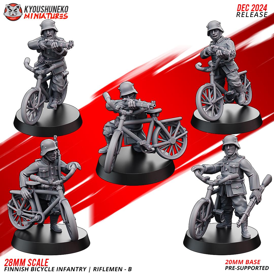 WWII Finnish Bicycle Infantry Squad B (5 models) Various Scales Historical Wargaming (US tariffs are pre-paid by us)