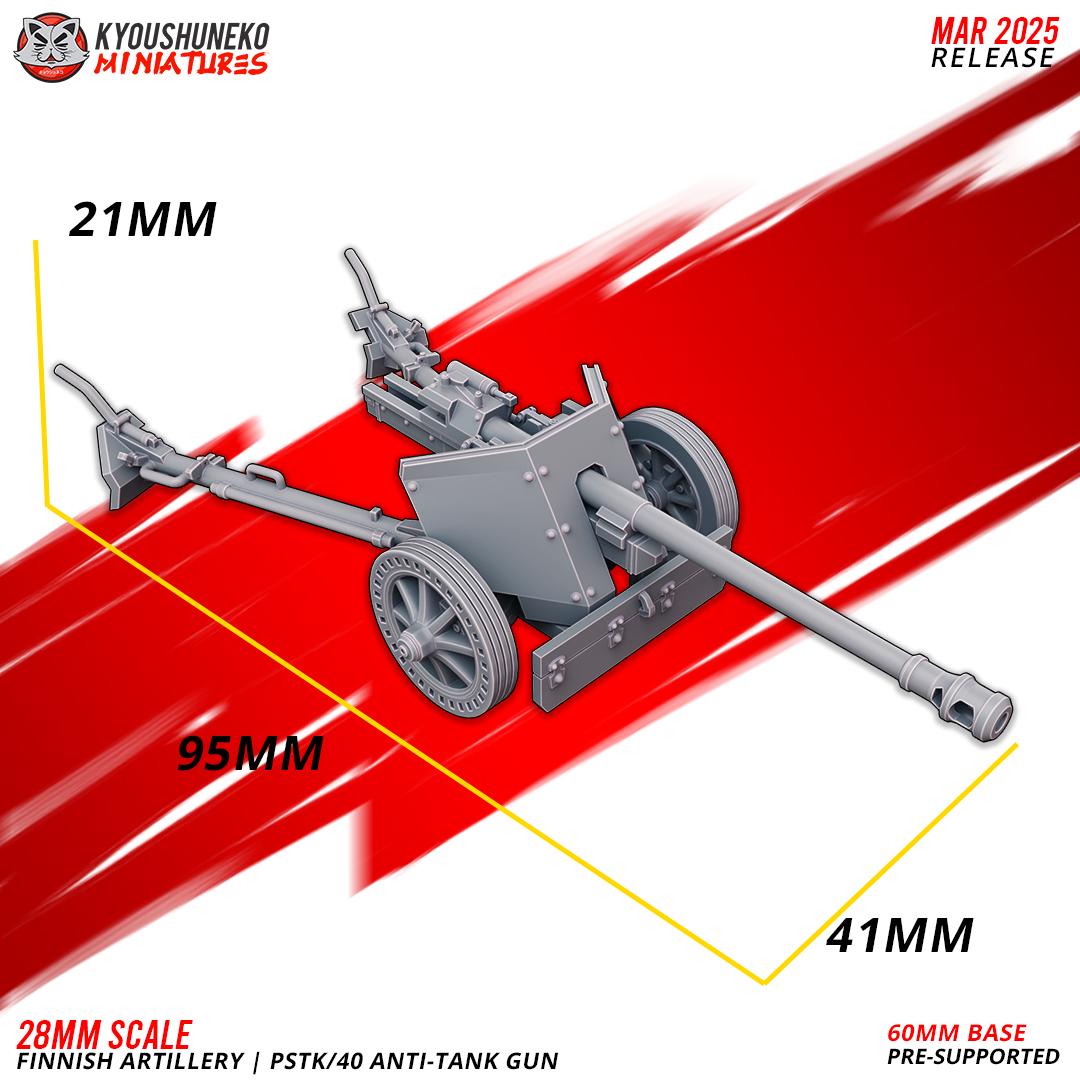 WWII Finnish Anti Tank Gun PSTK/40 with Crew (3 models) Various Scales Historical Wargaming (US tariffs are pre-paid by us)