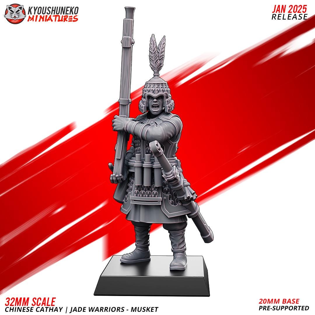 Ancient Chinese Cathay Jade Warriors Musket Unit (10 models) Various Scales Historical Wargaming