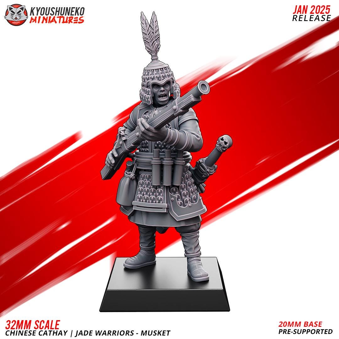 Ancient Chinese Cathay Jade Warriors Musket Unit (10 models) Various Scales Historical Wargaming
