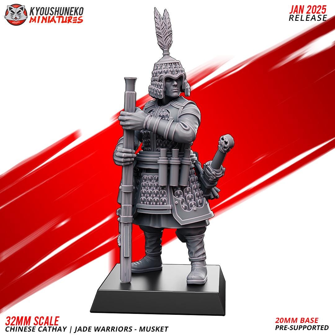 Ancient Chinese Cathay Jade Warriors Musket Unit (10 models) Various Scales Historical Wargaming