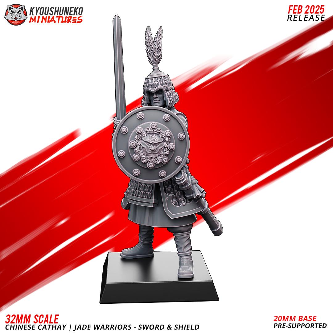 Ancient Chinese Cathay Jade Warriors Swordsmen Unit (10 models) Various Scales Historical Wargaming (US tariffs are pre-paid by us)