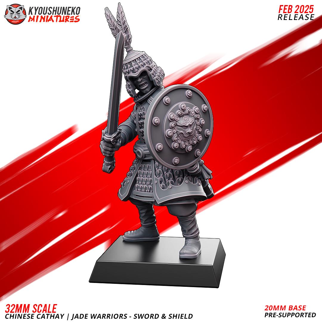 Ancient Chinese Cathay Jade Warriors Swordsmen Unit (10 models) Various Scales Historical Wargaming (US tariffs are pre-paid by us)