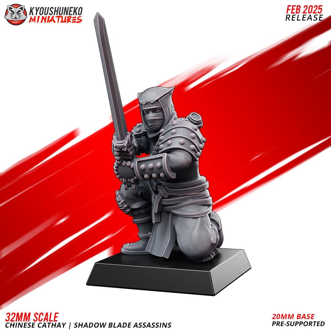 Ancient Chinese Cathay Shadow Blade Assassins Unit (10 models) Various Scales Historical Wargaming