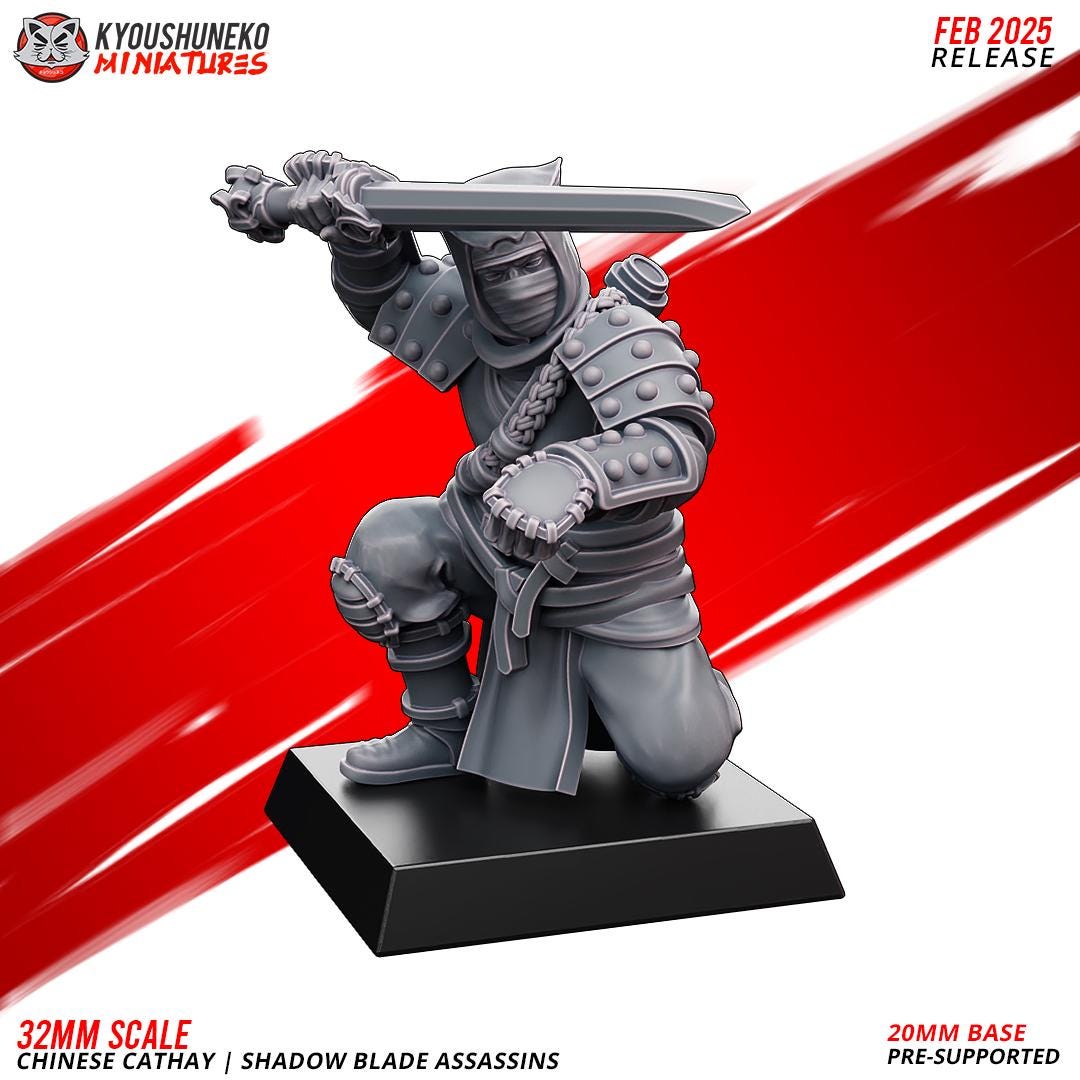 Ancient Chinese Cathay Shadow Blade Assassins Unit (10 models) Various Scales Historical Wargaming