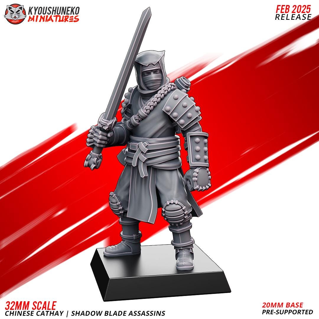 Ancient Chinese Cathay Shadow Blade Assassins Unit (10 models) Various Scales Historical Wargaming