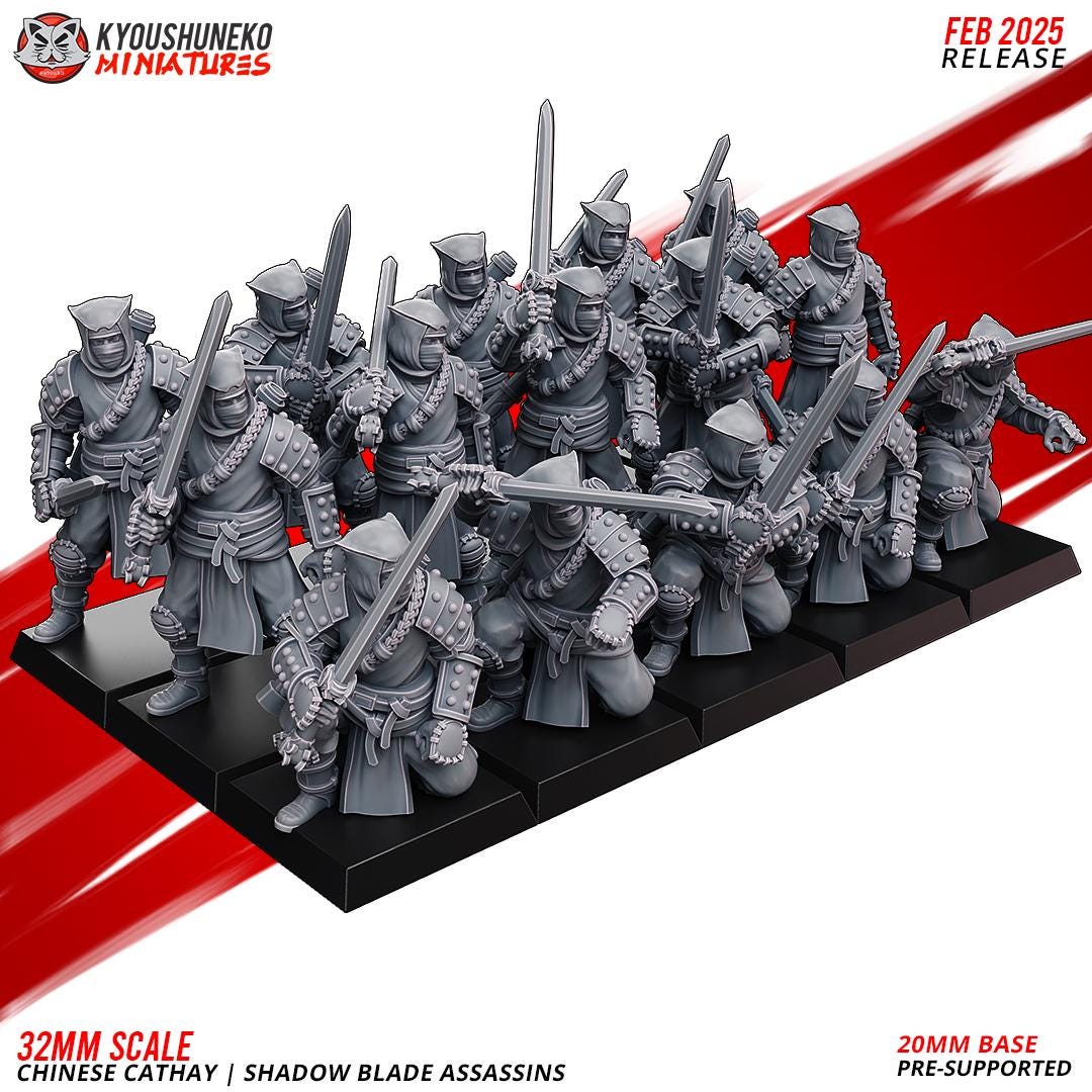 Ancient Chinese Cathay Shadow Blade Assassins Unit (10 models) Various Scales Historical Wargaming