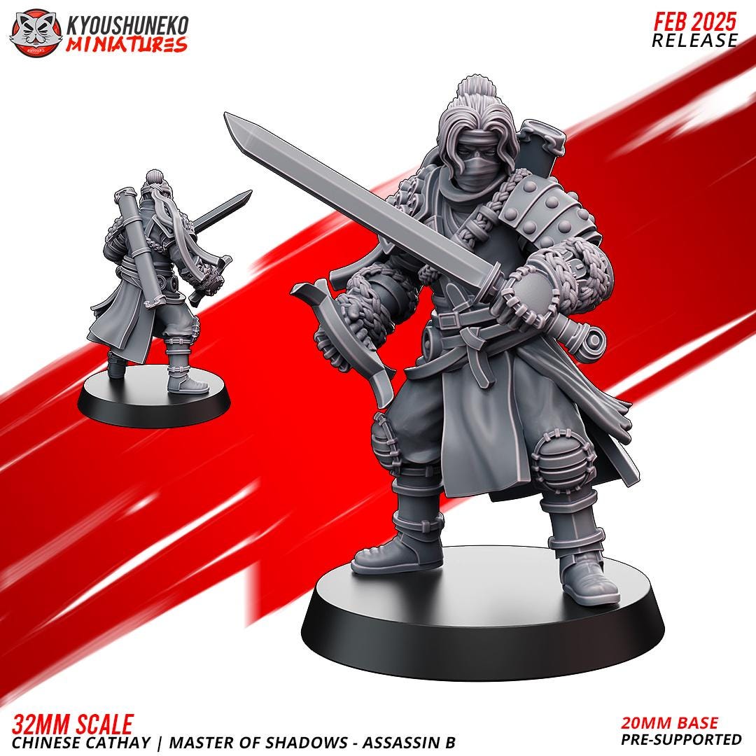 Ancient Chinese Cathay Master of Shadows Assassins (2 models) Various Scales Historical Wargaming