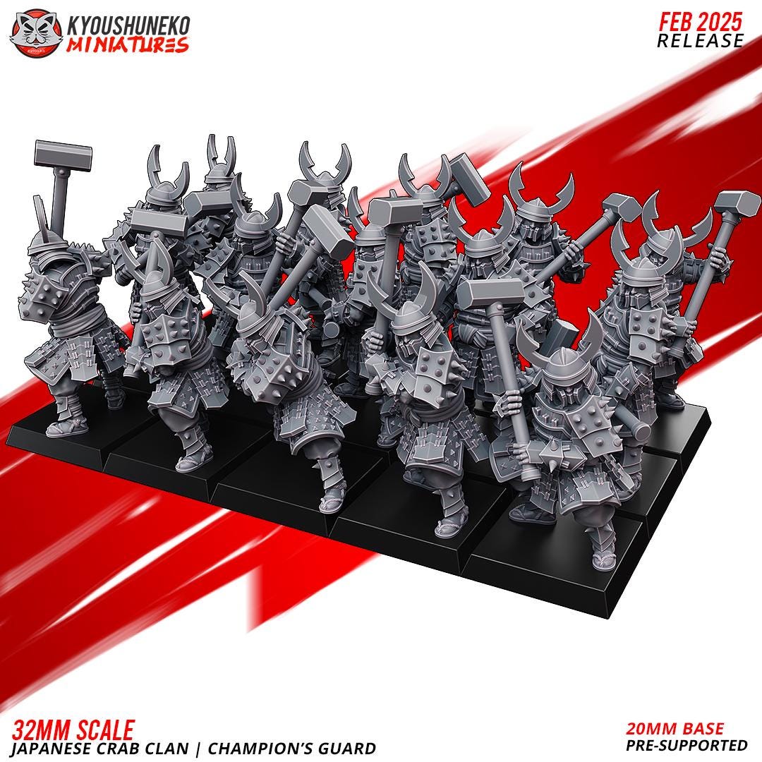 Medieval Japanese Crab Clan Champions Guard Unit (10 models) Various Scales Historical Wargaming