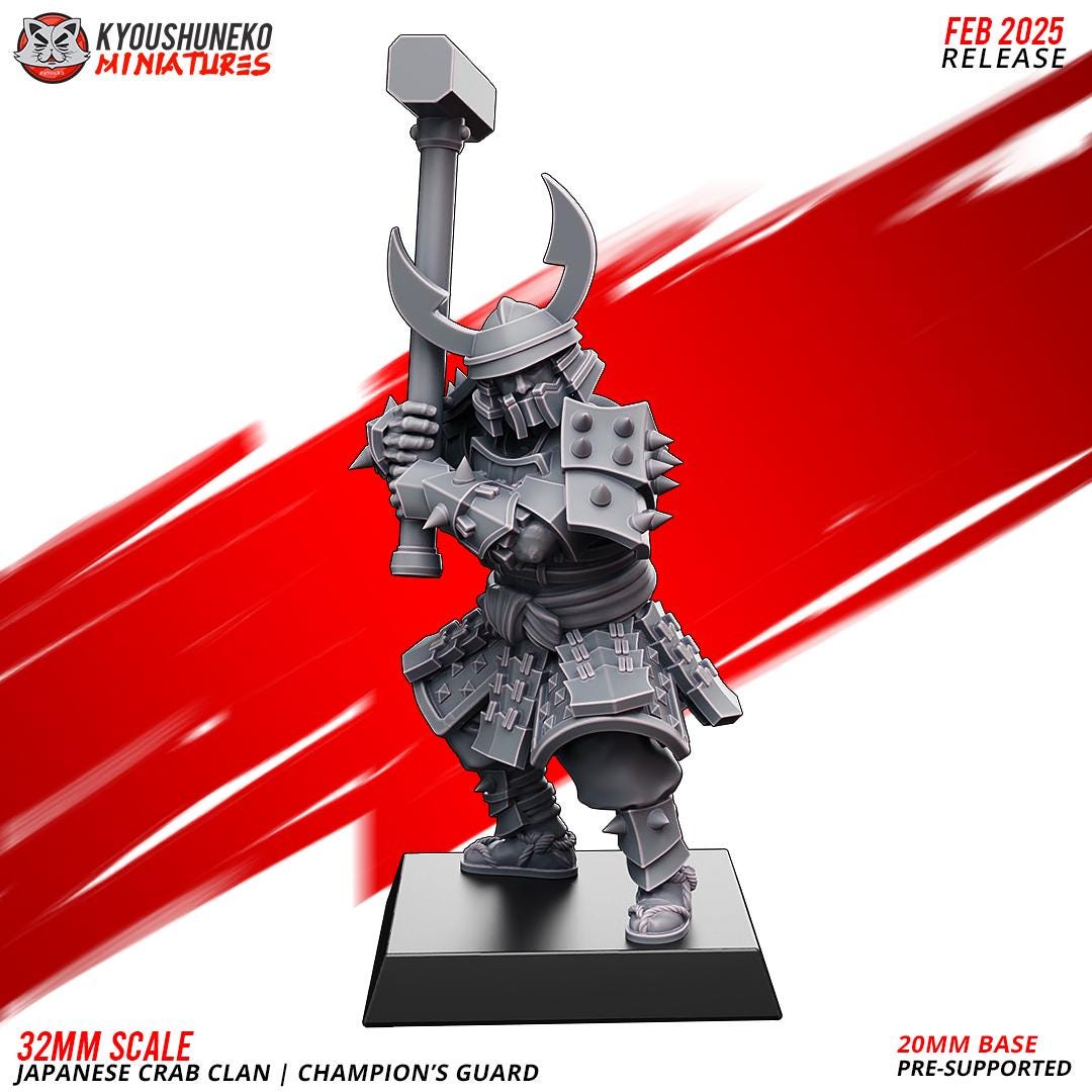 Medieval Japanese Crab Clan Champions Guard Unit (10 models) Various Scales Historical Wargaming