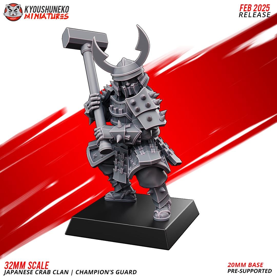 Medieval Japanese Crab Clan Champions Guard Unit (10 models) Various Scales Historical Wargaming
