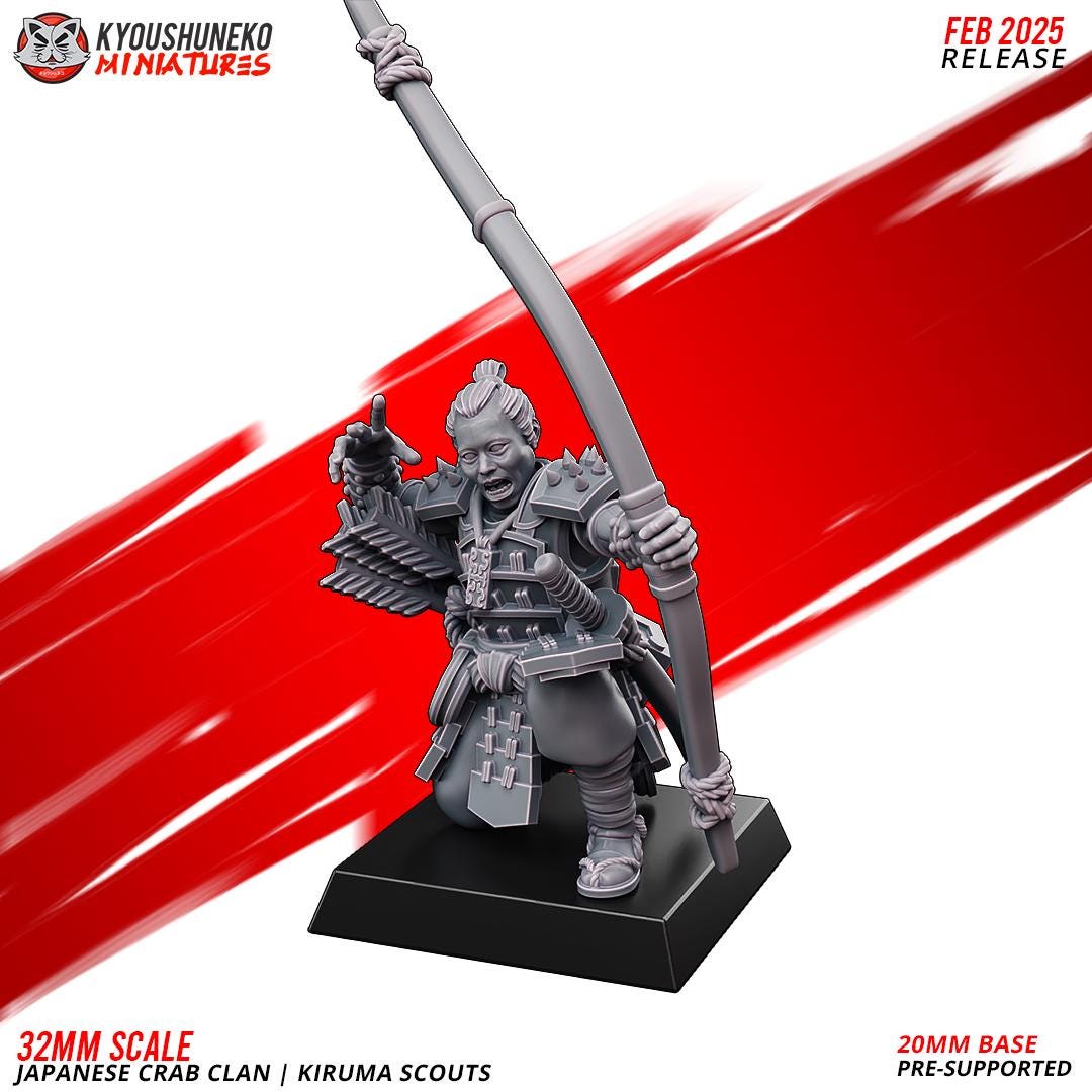 Medieval Japanese Crab Clan Kiruma Scouts Archers Unit (10 models) Various Scales Historical Wargaming
