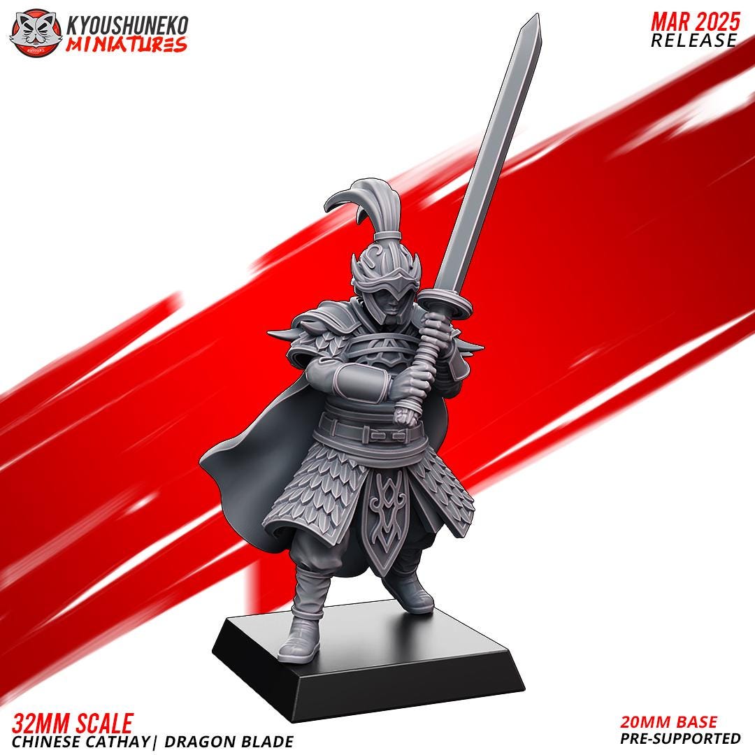 Ancient Chinese Cathay Dragon Blades Unit (10 models) Various Scales Historical Wargaming