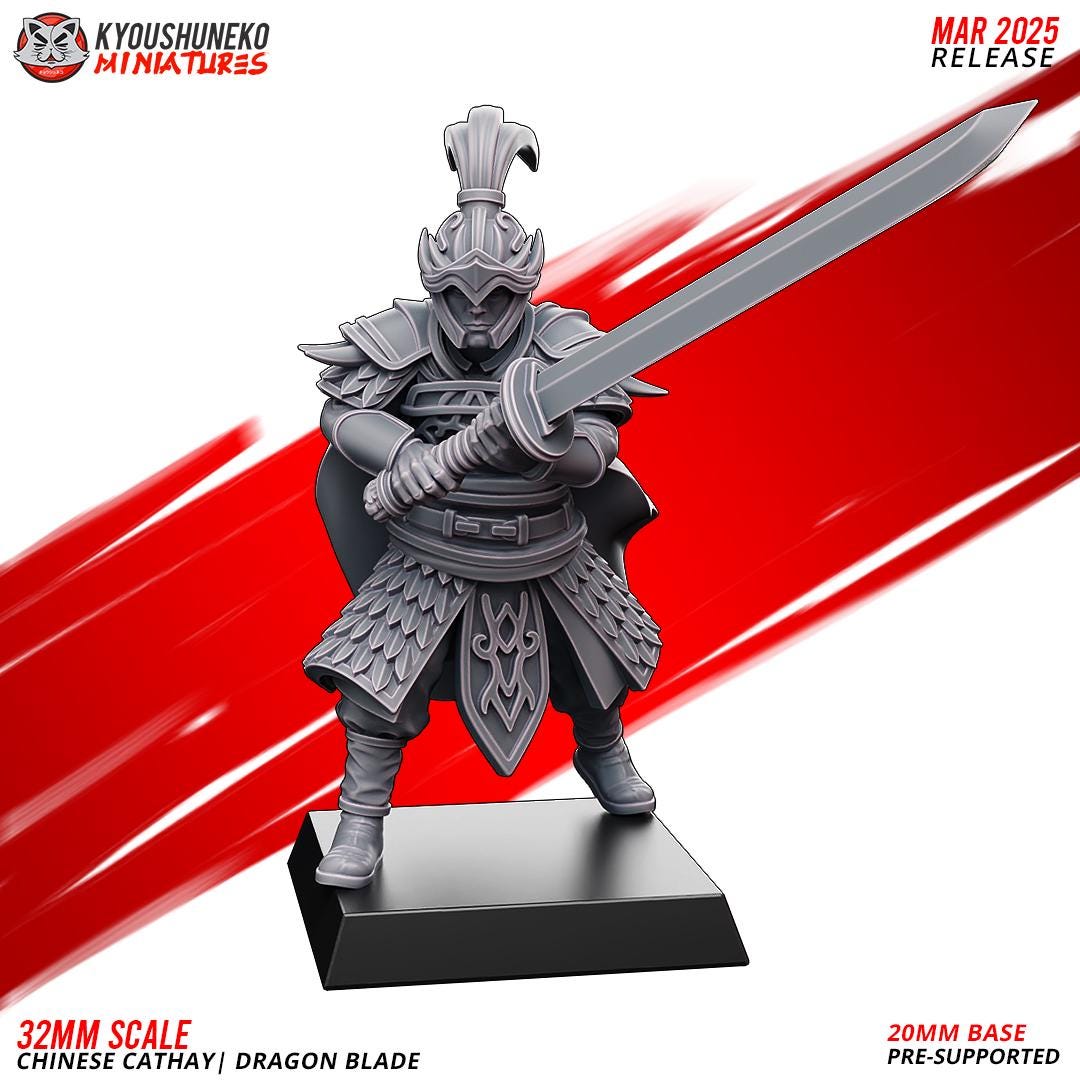 Ancient Chinese Cathay Dragon Blades Unit (10 models) Various Scales Historical Wargaming