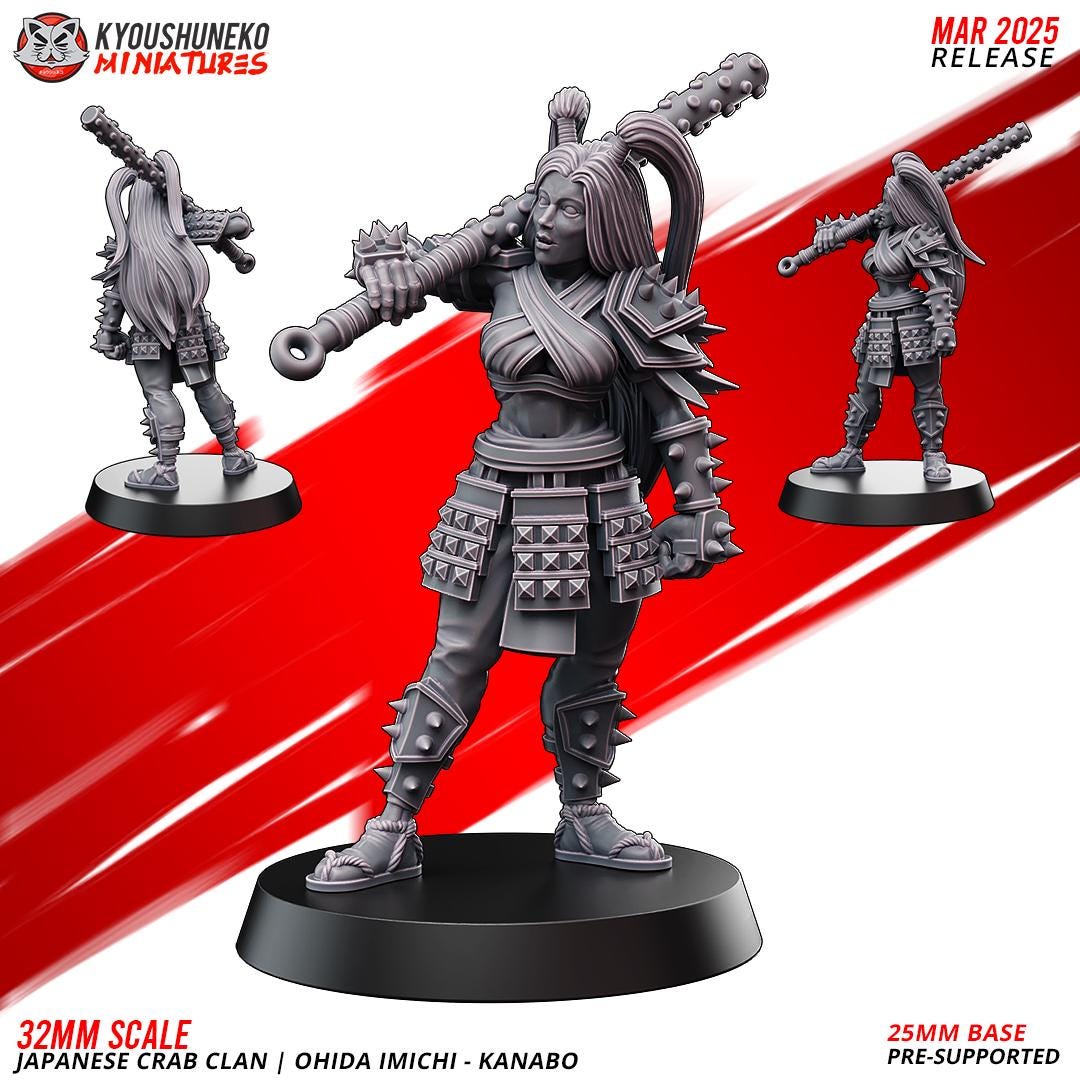 Ancient Japanese Crab Clan Ohida Imichi Female Warriors (3 models) Various Scales Historical Wargaming