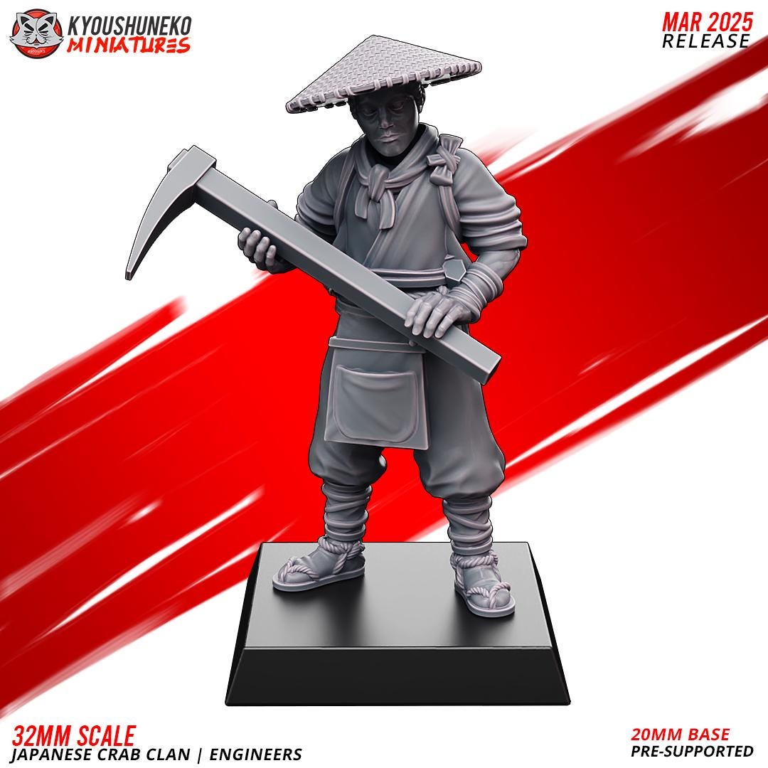 Ancient Japanese Crab Clan Engineers Unit (10 models) Various Scales Historical Wargaming