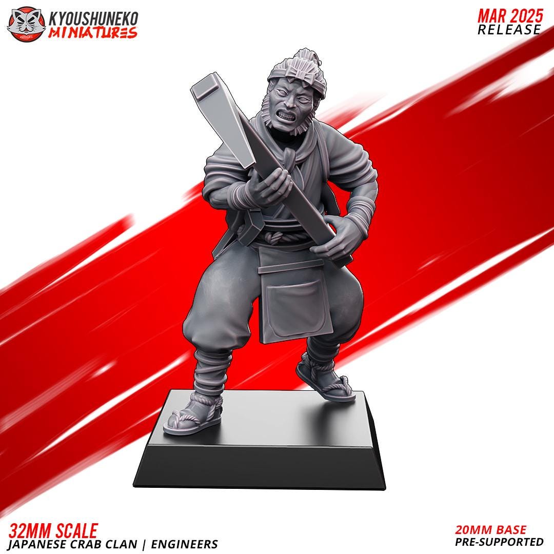 Ancient Japanese Crab Clan Engineers Unit (10 models) Various Scales Historical Wargaming