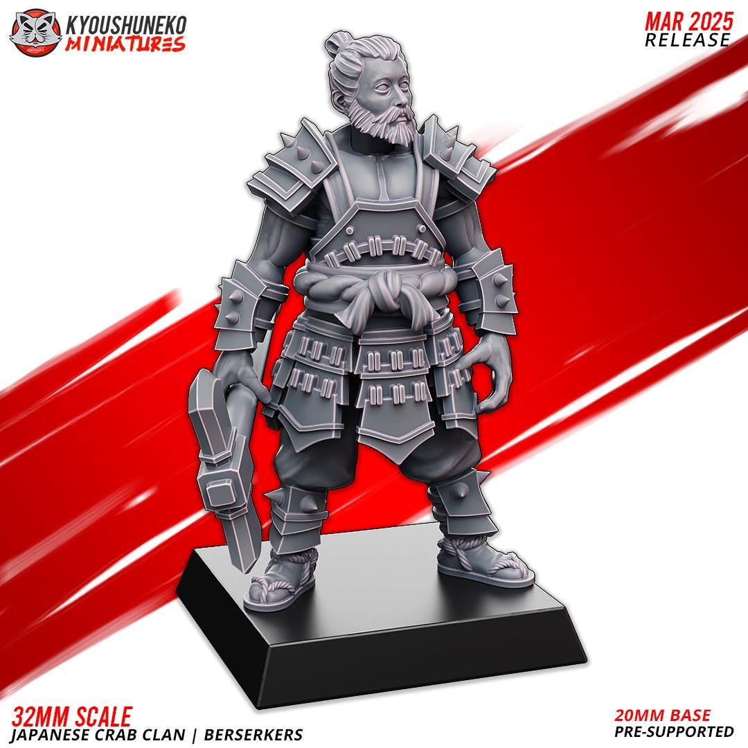 Ancient Japanese Crab Clan Berserkers Unit (10 models) Various Scales Historical Wargaming