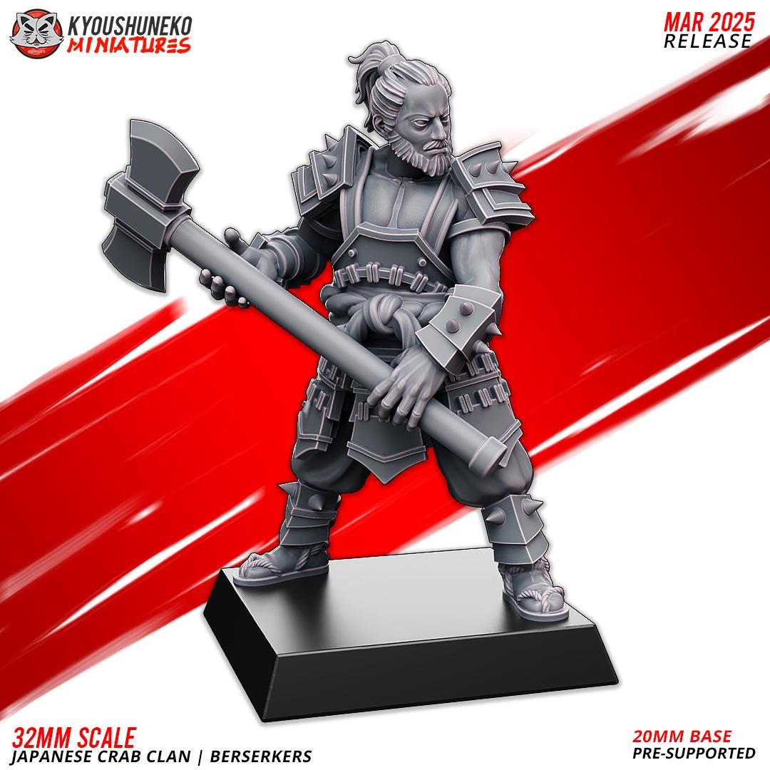 Ancient Japanese Crab Clan Berserkers Unit (10 models) Various Scales Historical Wargaming