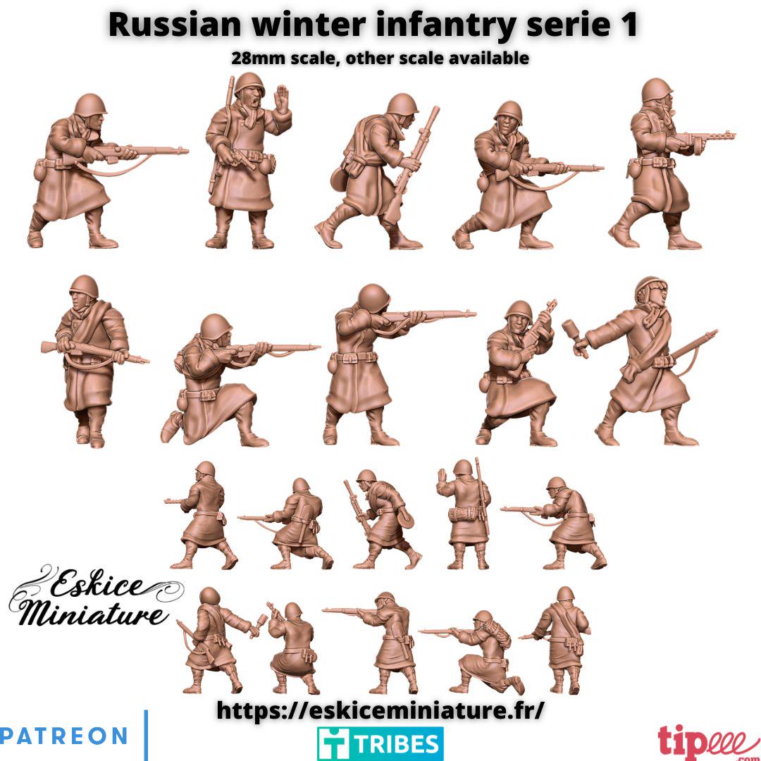 WWII Soviet Winter Infantry Squad 1 (10 models) Various Scales Historical Wargaming (US tariffs are pre-paid by us)