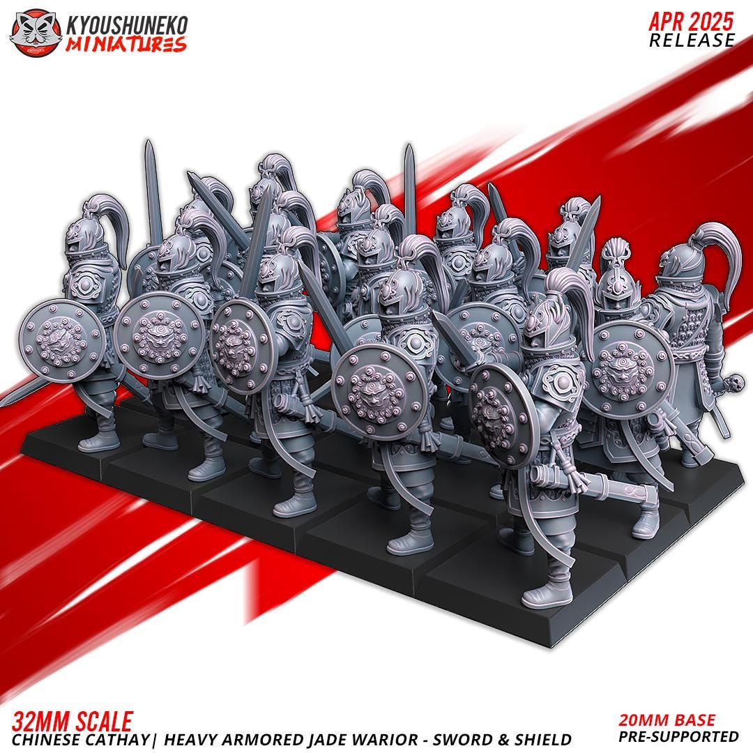 Ancient Chinese Cathay Jade Warriors Heavy Armoured Unit (10 models) Various Scales Historical Wargaming (US tariffs are pre-paid by us)