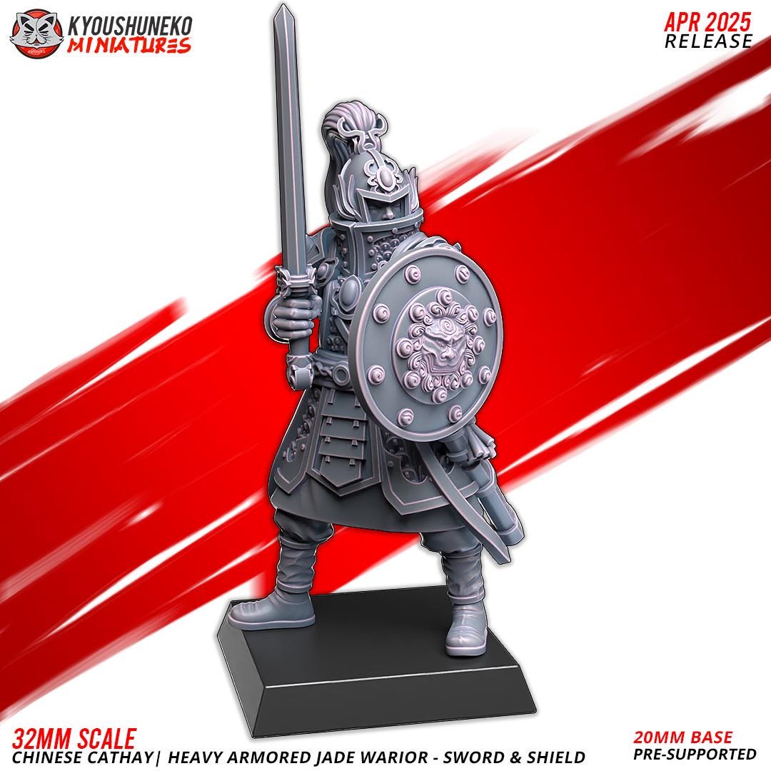 Ancient Chinese Cathay Jade Warriors Heavy Armoured Unit (10 models) Various Scales Historical Wargaming (US tariffs are pre-paid by us)
