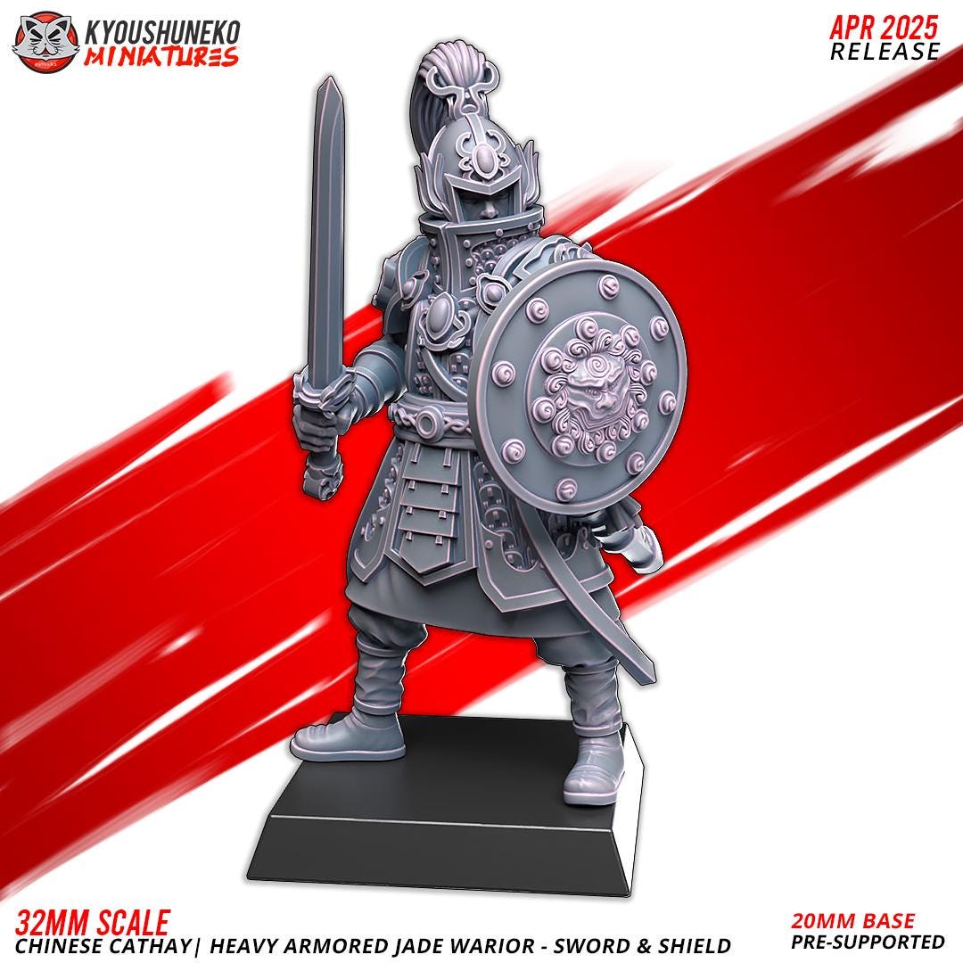 Ancient Chinese Cathay Jade Warriors Heavy Armoured Unit (10 models) Various Scales Historical Wargaming (US tariffs are pre-paid by us)