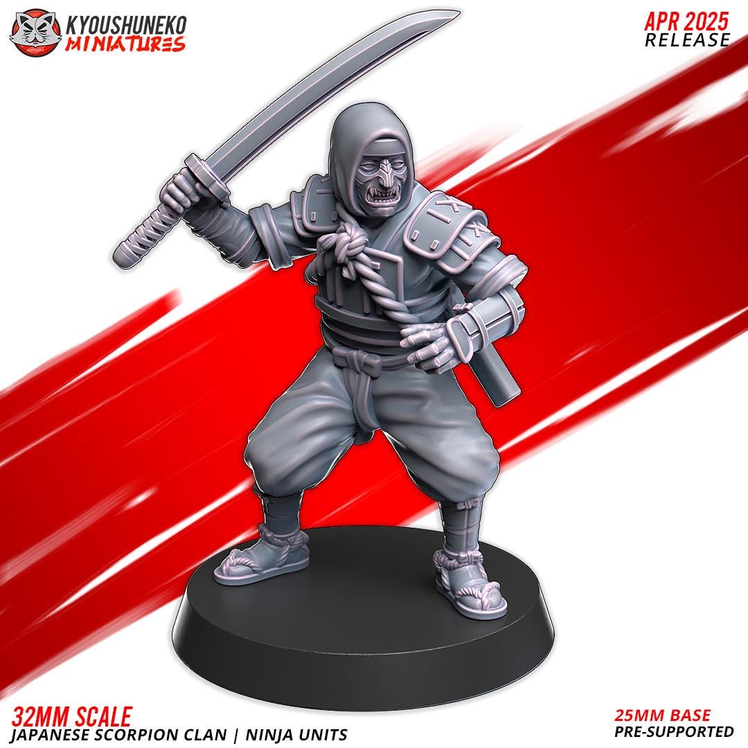 Ancient Japanese Scorpion Clan Ninja Unit (10 models) Various Scales Historical Wargaming (US tariffs are pre-paid by us)