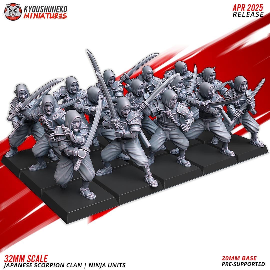 Ancient Japanese Scorpion Clan Ninja Unit (10 models) Various Scales Historical Wargaming (US tariffs are pre-paid by us)