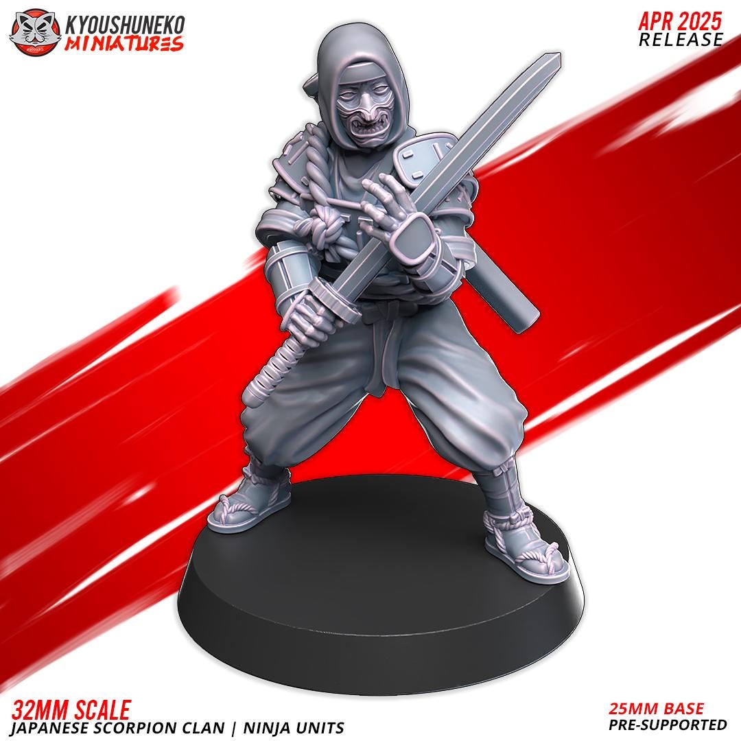 Ancient Japanese Scorpion Clan Ninja Unit (10 models) Various Scales Historical Wargaming (US tariffs are pre-paid by us)