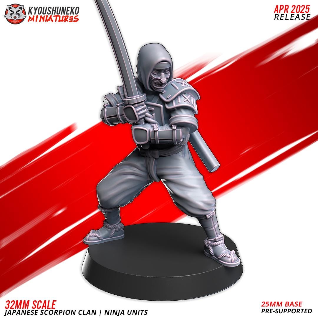 Ancient Japanese Scorpion Clan Ninja Unit (10 models) Various Scales Historical Wargaming (US tariffs are pre-paid by us)