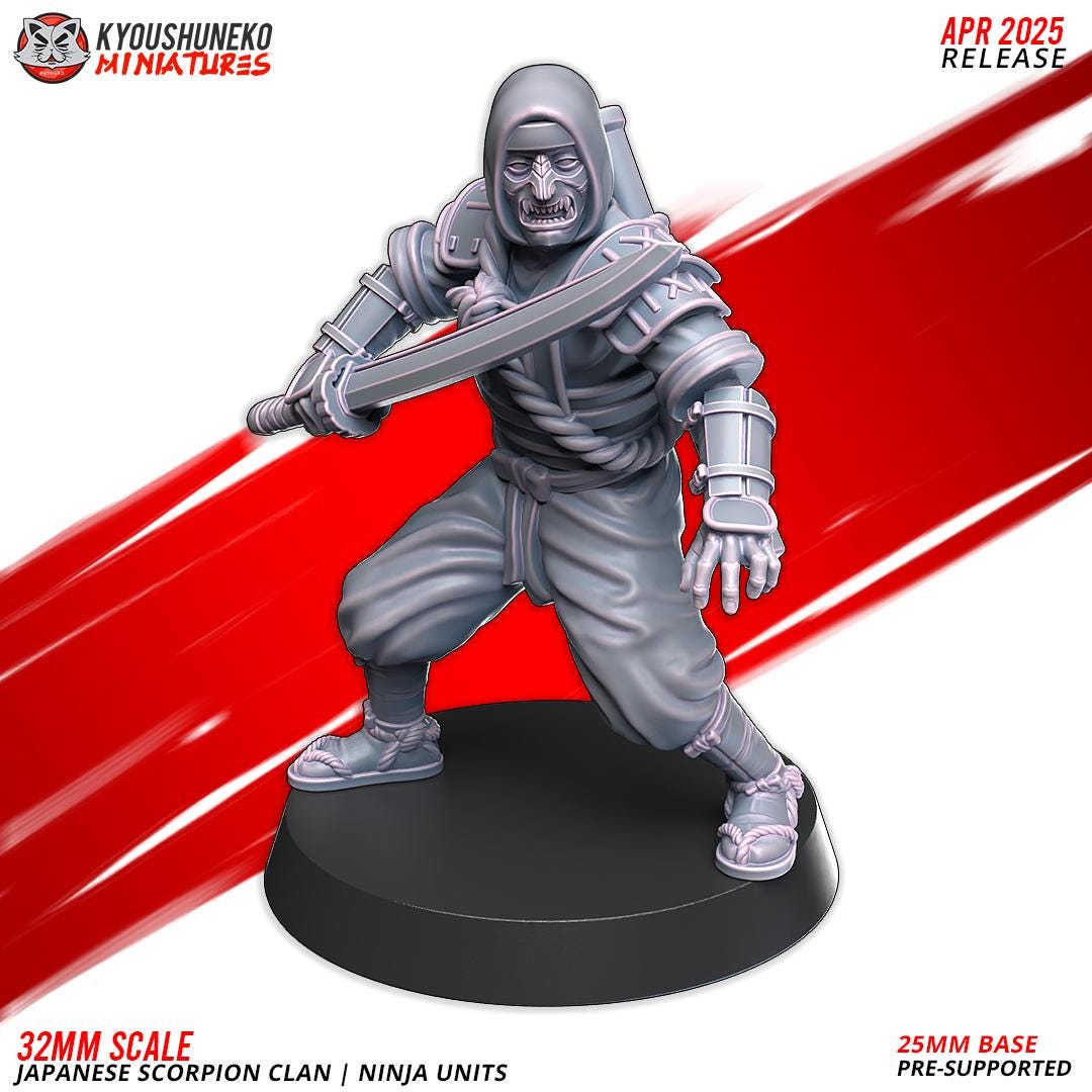 Ancient Japanese Scorpion Clan Ninja Unit (10 models) Various Scales Historical Wargaming (US tariffs are pre-paid by us)