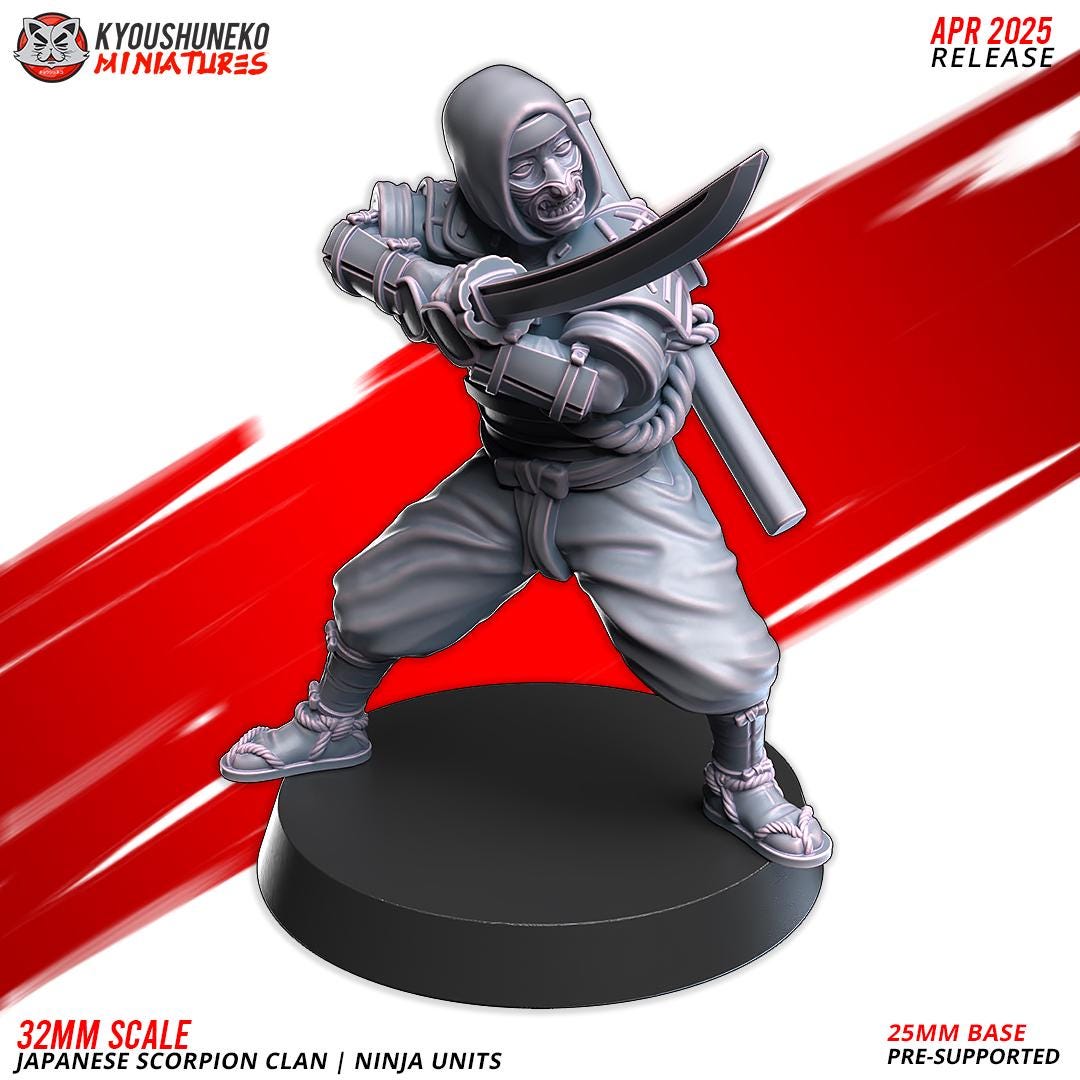 Ancient Japanese Scorpion Clan Ninja Unit (10 models) Various Scales Historical Wargaming (US tariffs are pre-paid by us)