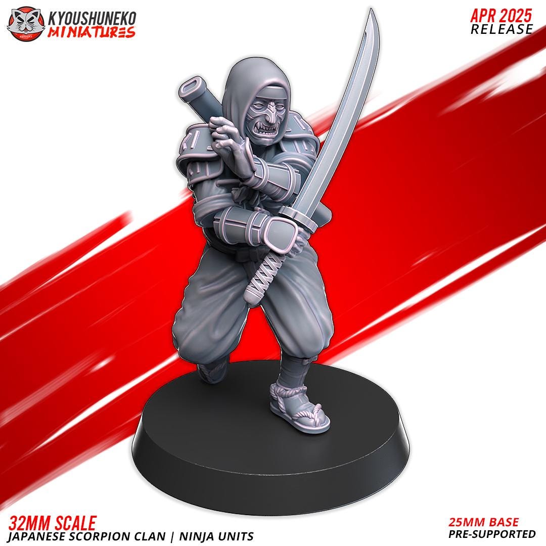 Ancient Japanese Scorpion Clan Ninja Unit (10 models) Various Scales Historical Wargaming (US tariffs are pre-paid by us)